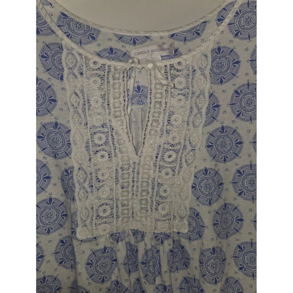 Carole Hochman Light Blue Floral Cotton Sleep Dress Nightgown
